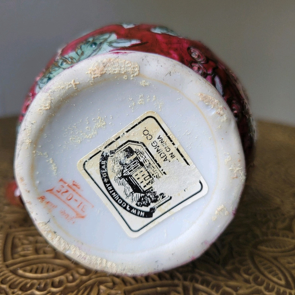Vintage Red Gold Rose Porcelain Milk Jug 4*2 In Designed For Toyo Trading Co. - Picture 3 of 7
